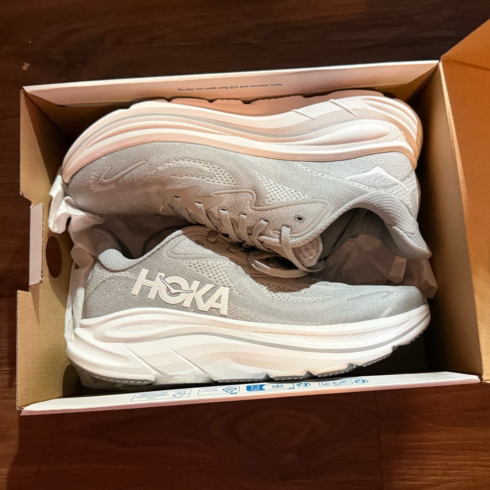 Gray Hoka Clifton 10